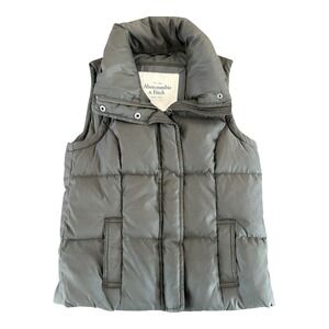 Abercrombie And‎ Fitch Down Puffer Vest Women's Size Small Gray Green EUC
